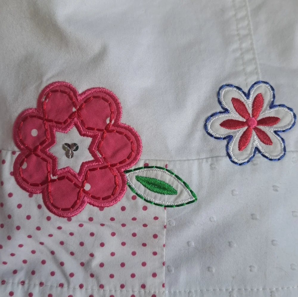 Talbots Girls White Pink Floral Denim Skirt Size 16 NWT